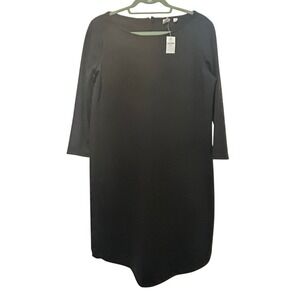 Gap Shift Dress Medium Black Long Sleeve Boat Neck Back‎ Zip Ponte Professional